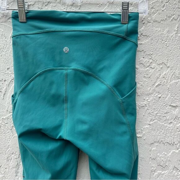 LULULEMON Leggings Women 4 Power Thru High Rise Teal Lagoon 23” - Picture 8 of 11